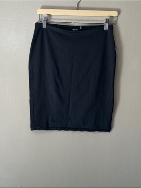 Aritzia Black Lace-Trim Pencil Skirt